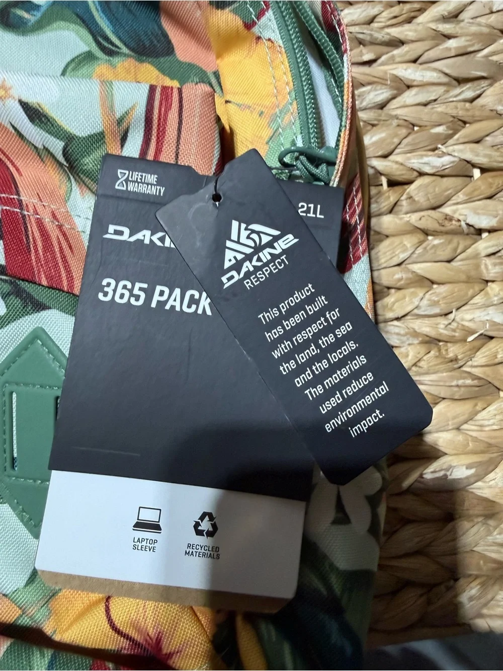 Dakine Floral 365 Pack Backpack - Green, Coral & Yellow